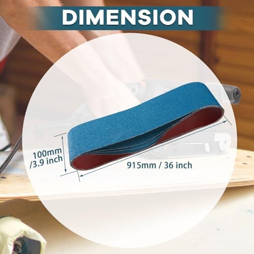 4x36 Inch Belt Sander Sanding Belts Kit 16 Pcs (4 Each of 40/60/80/120 Grits), Zirconia Belt Sander Paper Sanding Belts for Wood, Metal, Cars, and Furniture, 16-Pack