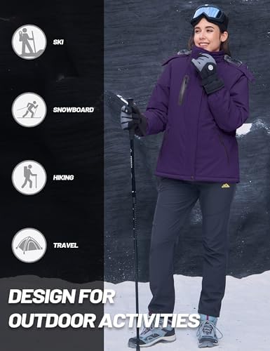 MAGCOMSEN Womens Winter Coats Waterproof Ski Snow Warm Fleece Rain Jacket