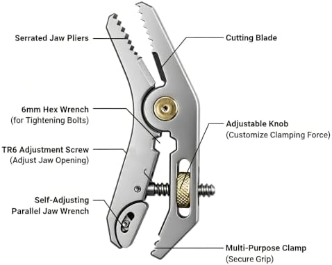 5-in-1 Adjustable EDC Pocket Multitool Pliers, Stainless Steel Portable Outdoor Camping Emergency Repair Tool