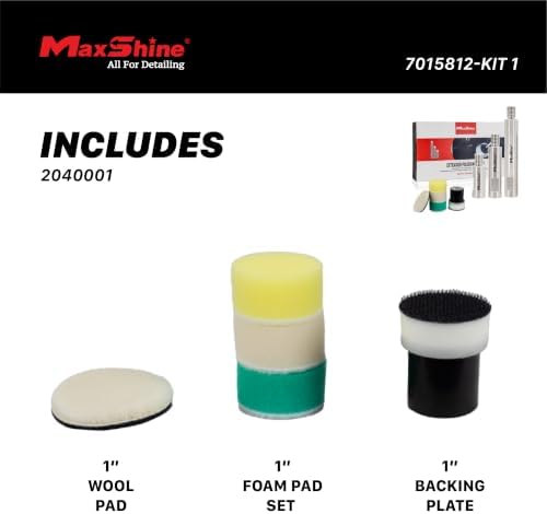Maxshine Universal Stainless Steel Extension Shaft Set & 1" Polishing Kit – 2”, 3” & 5” Polisher Extenders for 5/8” Backing Plates – 8-Piece Rotary Polisher Accessory for Car Polishing & Detailing