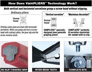 VAMPLIERS 2-PC Screw Extractor Pliers Set 8" Linesman + 7" Slip Joint Plier | VT-001-S2C Made in Japan, High Carbon Steel, Non-Slip Jaws, Removes Stripped, Rusted, Security, Torx Screws, Nuts & Bolts