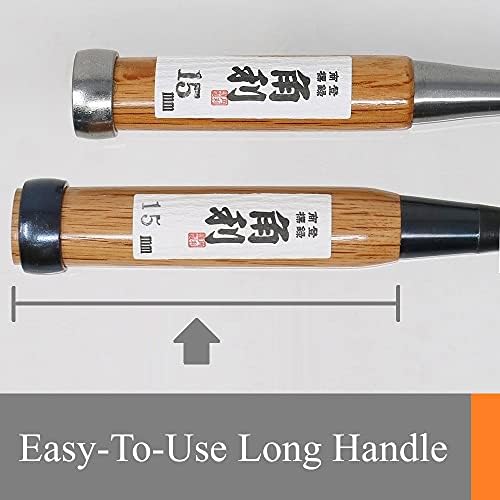 KAKURI Japanese Wood Chisel Set 3-Piece for Woodworking (Long Handle)