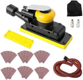 Pneumatic Random Orbital Sander, 70mm x 198mm 1/8" Orbit, 10,000 OPM with Dust Bag & Vacuum, Includes Extra Pad & 30pcs Mesh Sandpapers for Woodworking, Auto Body, Metal Finishing