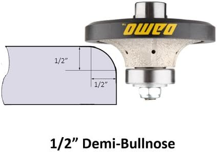 DAMO 1/2 inch Demi Bullnose & Half Bullnose Diamond Hand Profile Wheel, Hand Profiler, Medium Grit Router Bit, 5/8-11 Thread, for Granite, Concrete, Marble, and Countertop Edge