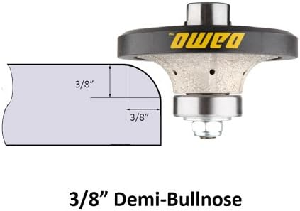 DAMO 3/8 inch Demi Bullnose & Half Bullnose Diamond Hand Profile Wheel, Hand Profiler, Coarse Grit Router Bit, 5/8-11 Thread, for Granite, Concrete, Marble, and Countertop Edge