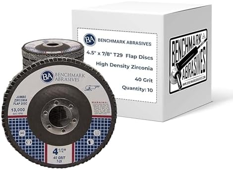 Benchmark Abrasives 4.5" x 7/8" Zirconia Type 29 Flap Discs, 40 Grit