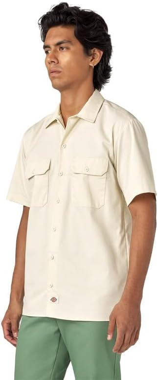 Dickies Men’s Short Sleeve Work Shirt – Durable Twill Button Down Shirts for Men, Lightweight Uniform for Daily Wear