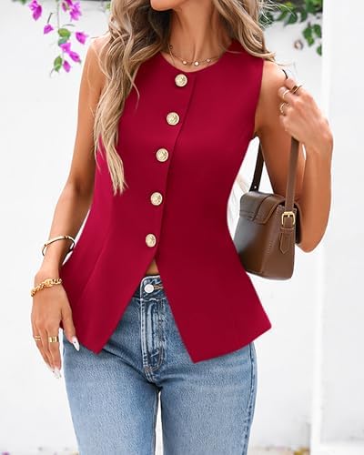 BTFBM Suit Vest Tops For Women Sleeveless Blazer Work Wear
