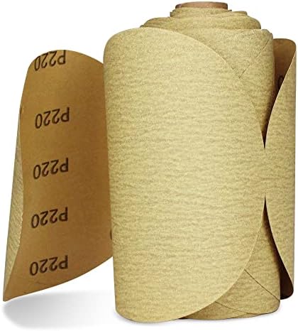 BHA 6" Gold PSA Sanding Discs for DA Sander, 220 Grit - 100 Pack