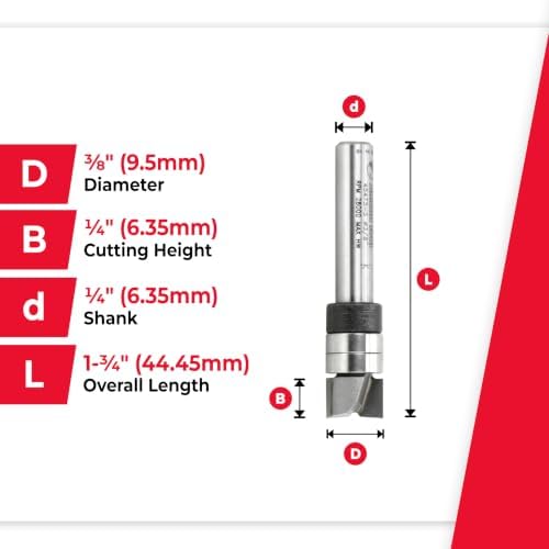 Amana Tool - 45475-S Carbide Tipped Flush Trim Plunge Template 3/8 Dia x 1/4 Sh