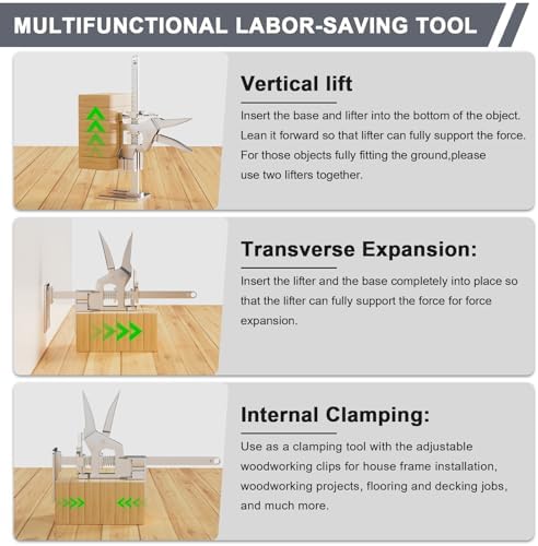 Labor Saving Arm Jack 2 Pack, 12 Inch All-Metal Hand Lifting Jack Tool, 440LBS Capacity Precise Control Slow/Fast Descent Furniture Jacks Lifter for Lifting Door Furniture, Wall Tile Positioning