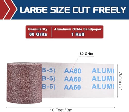 Sandpaper Roll 3Inch 10FT 60Grit Aluminum Oxide Emery Cloth Roll
