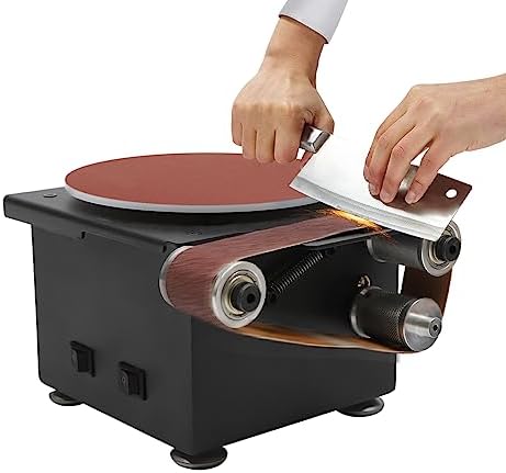 Mini Belt Disc Sande, 6-Inch Sanding Disc and 1.2 x 15-Inch Sanding Belts for Wood Metal Stone Grinding, Small Spindle Sander Machine for Curve Grinding, with Chuck and Flexible Shaft