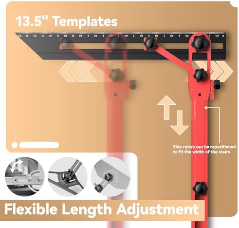 Stair Tread Jig, 72" Adjustable Stair Tread Template Tool for Woodworking