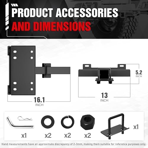 YZONA Tow Hitch 2 Inch, Trailer Hitch Winch Mount with 2" Receiver, Universal Heavy-Duty Winch Plate Bracket for Truck/Pickup/ATV/UTV/SUV, 17000 lbs Towing Capacity, Mounting Cradle, Black