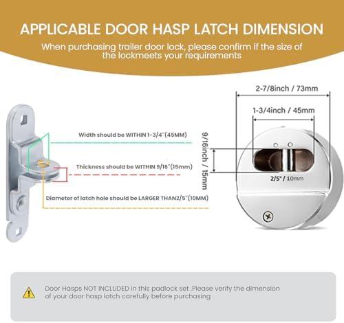 2 Pack Hidden Shackle Padlock Keyed Alike Heavy Duty Trailer Puck Silver
