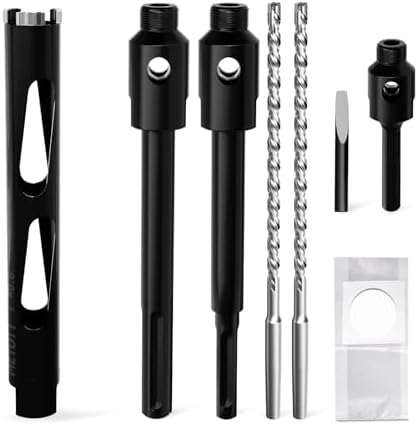 Diamond Core Drill Bit 1"(25mm) with Pilot Bit & Adapters (SDS Plus & Hex) – Upgraded Welded Segments, 8.6" Depth – for Concrete, Solid Brick, Hollow Brick, Masonry & More