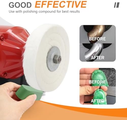 SCOTTCHEN Buffing Polishing Wheel 6 inch (70 Ply) Extra Thick for Bench Grinder Tool with 1/2" Arbor Hole 2 PCS