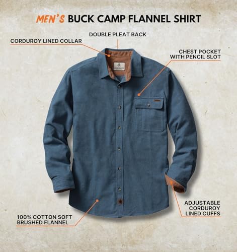 Legendary Whitetails Mens Flannel Long Sleeve Button Down 100% Cotton Shirt