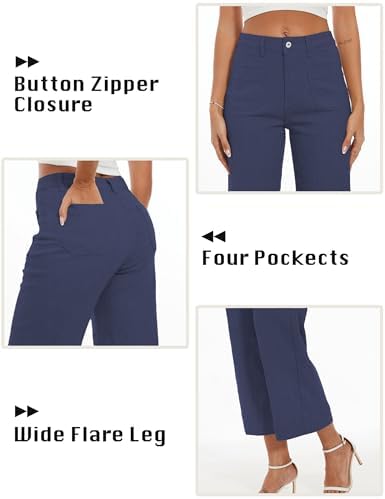 Wide Leg Jeans for Women Trendy High Waisted Flare Jeans Cropped Pants Stretchy Baggy