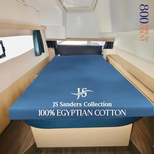 JS Sanders XL V Berth Boat Sheet 1 Pcs 600 TC Egyptian Cotton, Mediterranean Blue