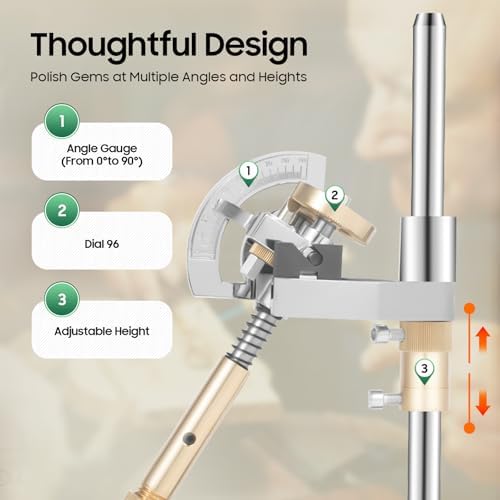 Gem Faceting Machine, 180W Gemstone Grinding Maker with 6 inch Plate&Manipulator Jewelry Jade Lapidary Cutting Flat Machine Polisher for Grinding Drilling Carving