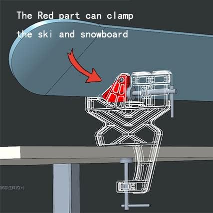 Ski and Snowboard Vice, No-Slip Vise Grips, Upgrade Adjustable Tuning and Waxing Ski Vice with Horizontal and Vertical Working Positions, Secure Board Grip Center Arm