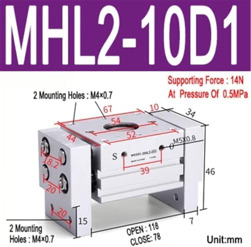 1pcs MHL2 10D 16D 20D 25D 32D 40D 1 2 Pneumatic Gripper Wide Type Air Parallel Cylinder Al Clamps Replacement T Bore 10-40mm(MHL2-10D1)