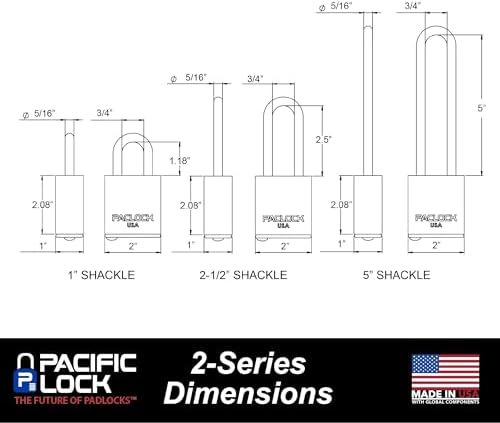 PACLOCK's 2-Series Padlock, Standard Rekeyable (SR), 5/16" Diameter Hard. Stainless Steel Shackle, 1-3/16" Tall, Keyed Differently w/ 2 Keys, Blue