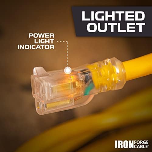 Iron Forge Cable 10 Gauge Extension Cord Heavy Duty, 10 Ft - Yellow SJTW