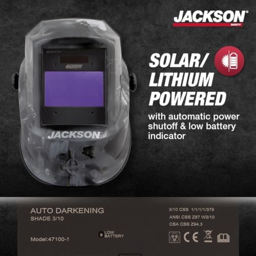 Jackson Safety Premium Graphic Welding Hood with Digital ADF - Ultra Lightweight Auto Darkening Welding Helmet - ANSI Z87.1 (Multiple Styles)