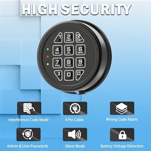 Black keypad Gun Safe Lock Replacement with Solenoid Lock