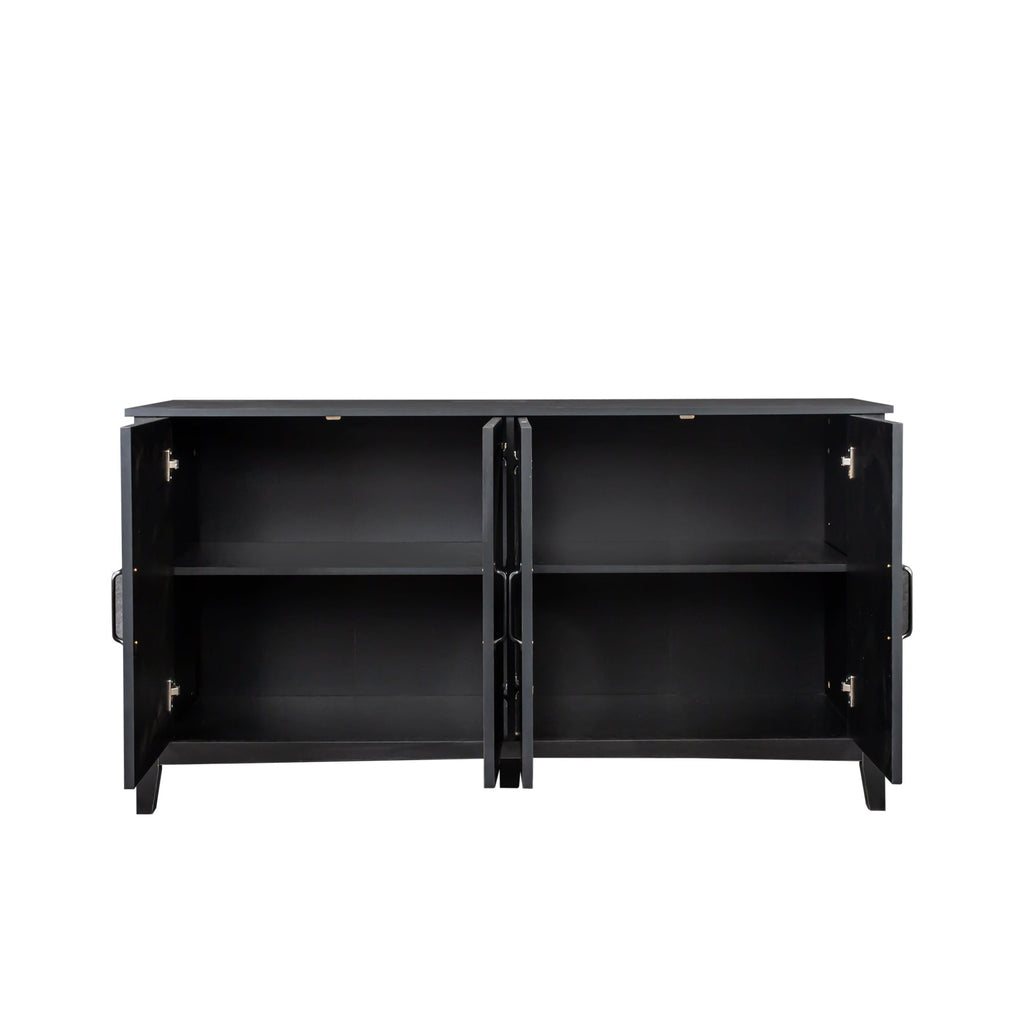 Cabinet With 4 Doors and 4 Open Shelves Freestanding Sideboard