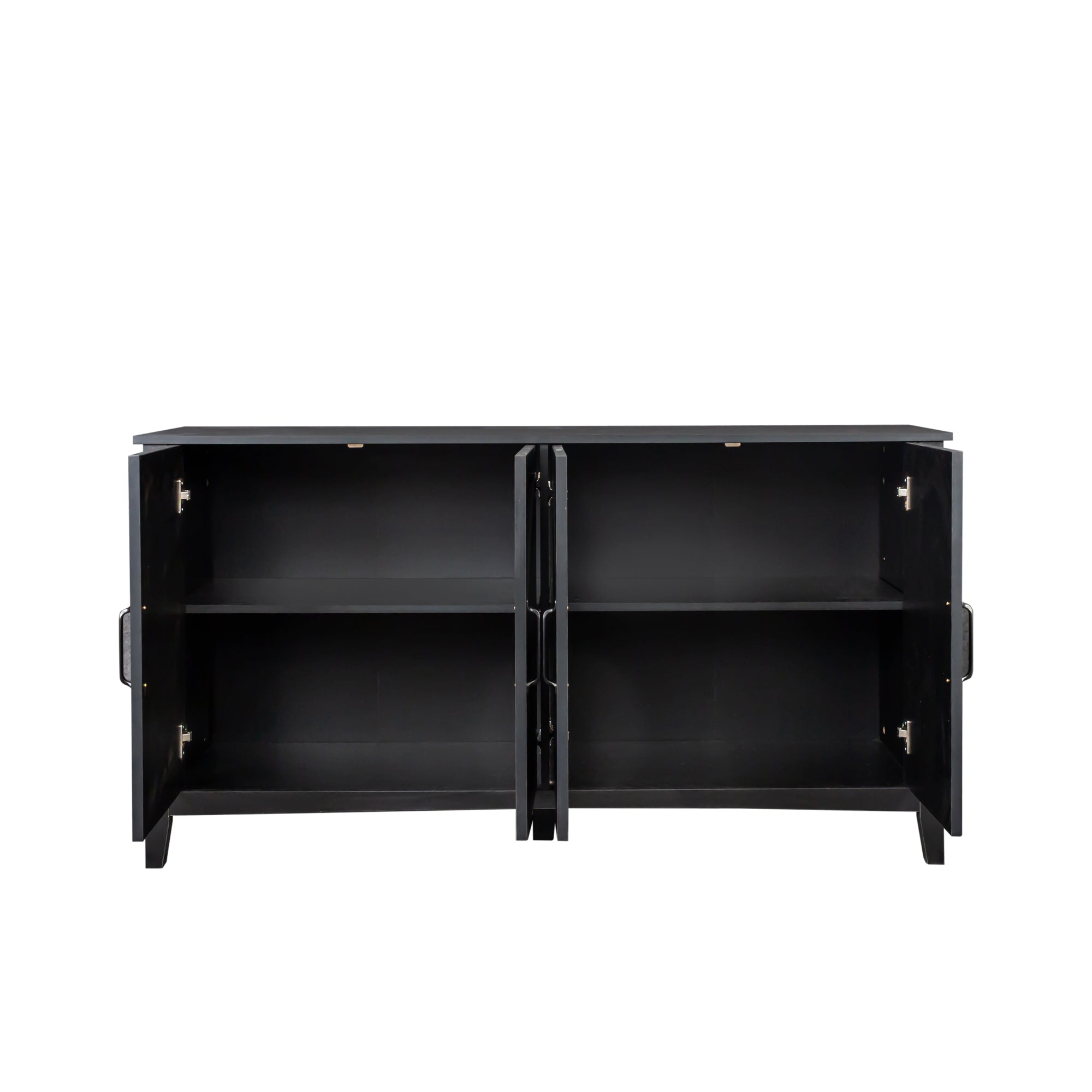 Cabinet With 4 Doors and 4 Open Shelves Freestanding Sideboard