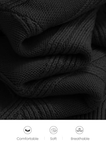 Okiwam Women's Long Sleeve Sweaters Crewneck Cable Knit Pullover