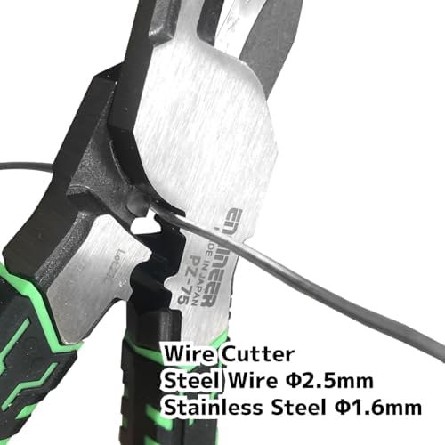 ENGINEER 8.5" Shearing Linesman Pliers Cable/Wire Cutter Blades for Electrician Work, Screw Extractor Jaws For φ0.1-0.37 inch screws (3-9.5 mm)