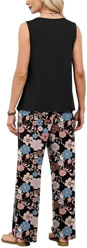 WIHOLL Two Piece Sets for Women Dressy Lounge Sets Summer Outfits Cruise Travel Beach Vacation Casual Wide Leg Pants Set
