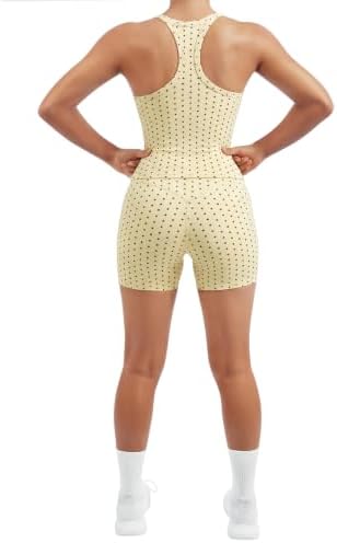 SUUKSESS Women 2 Piece Workout Sets High Waisted Biker Shorts with Pockets Built in bra Racerback Tank Tops