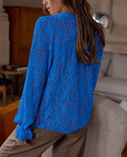 PRETTYGARDEN Women's Fall Trendy Long Sleeve Lace Tops