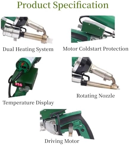 1600W Hand Extrusion Welder Gun Plastic Handheld Extruder Dual Heating System Welding Gun PP HDPE LDPE Pipe Welding Machine (220V Extruder)