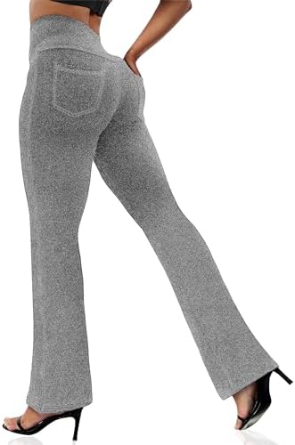 VOOVEEYA Women's Bootcut Leggings - Bootleg Yoga Pants Flare with 4 Pockets