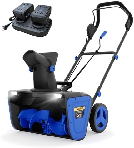 Cordless Snow Blower - 20 Inch Electric Snow Thrower with Dual 20V 4.0Ah Batteries & Charger, Brushless Motor, 25FT Throwing Distance, 12in Deep Cleanup, Dual LED Lights, for Sidewalks & Driveways