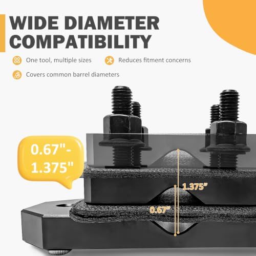 Professional Grade Heavy Duty Barrel Vise Tool，Universal Barrel Clamp Surface Protection Design，Compatible with Outer diameters 0.67 to 1.375 inches，Aluminum Barrel Clamp