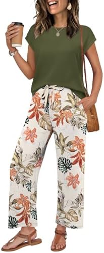 WIHOLL Two Piece Sets for Women Summer Spring Outfits Lounge Sets Beach Vacation Clothes Airport Travel Matching Clothing