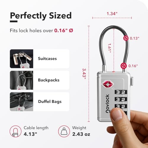 TSA Approved Luggage Locks, Travel Locks with Inspection Indicator