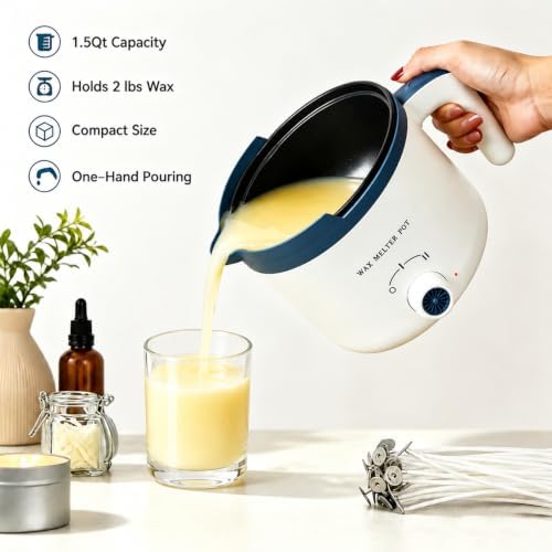 KQU Electric Wax Melting Pot with Non-Touch Thermometer(Without Battery)