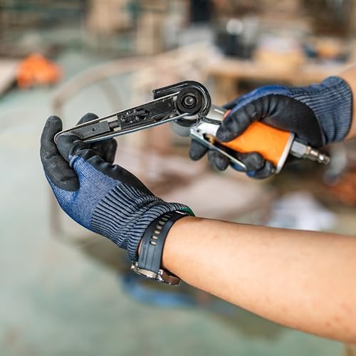 Air Belt Sander 3/8" x 13" Belt Size Pneumatic Tool with 12pc Belts (#40, #60, #80 & #120), Good for Deburring, Sanding and Finishing (3/8" x 13" Sander)