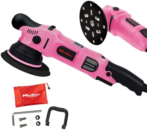 Maxshine M21 Pro Dual Action Polisher Pink – 21mm Long Throw Random Orbital Buffer, 1000W Detailing Machine, 6″ Backing Plate – Variable Speed 2200–5000 OPM for Car, Truck, SUV & Boat Paint Correction
