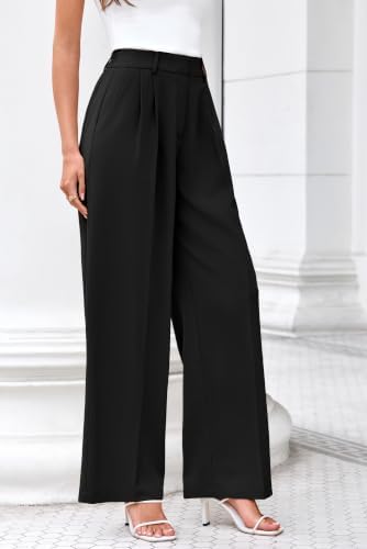 FUNYYZO Wide Leg Dress Pants for Women Work Slacks Business Casual Outfits