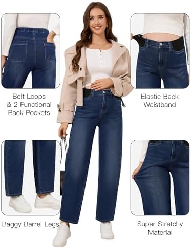 fitglam Women's Maternity Jeans Straight Leg Relaxed Fit Over Belly Pregnancy Denim Work Pants Maternity Clothes with Pockets
